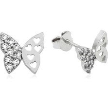 HS Demirci 925 Ayar Gümüş Çivili Kelebek Küpe