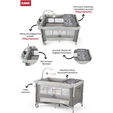 Kanz Sleepside +Plus Anne Yanı Park Yatak ve Oyun Parkı Gri