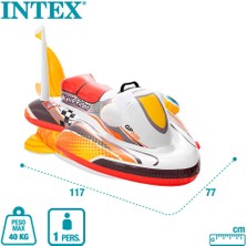 intex Tutmalı Jetski Binici - Çocuk Şişme Jet Ski - Deniz Binici Motor - Havuz Binici Jetski 117X77 Cm.