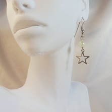 Crystal Atelier İnci Küpe, İncili Küpe, Barok İnci Küpe, Gümüş Kaplama Yıldız Sallantılı Küpe, Y2k Fairycore Yıldızlı Küpe, Kadın İnci Küpe
