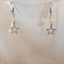 Crystal Atelier İnci Küpe, İncili Küpe, Barok İnci Küpe, Gümüş Kaplama Yıldız Sallantılı Küpe, Y2k Fairycore Yıldızlı Küpe, Kadın İnci Küpe