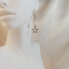 Crystal Atelier İnci Küpe, İncili Küpe, Barok İnci Küpe, Gümüş Kaplama Yıldız Sallantılı Küpe, Y2k Fairycore Yıldızlı Küpe, Kadın İnci Küpe