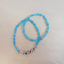 Crystal Atelier Bff Kalpli Boncuk Çift Bileklik Seti 2li Bff, Çift, Arkadaşlık, Sevgili Bilekliği
