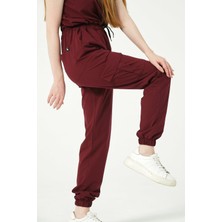 Pratik Medikal Bordo Likralı Kargo Cep Jogger Paça Doktor Hemşire Forması Tek Alt