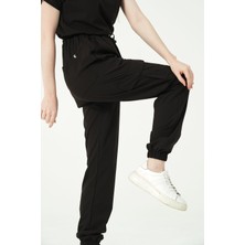 Pratik Medikal Siyah Likralı Kargo Cep Jogger Paça Doktor Hemşire Forması Tek Alt