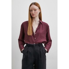 Never More Modal Basic V Yaka Gömlek Bordo