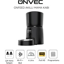 Onvec Onfeed Siyah Akıllı Mama Kabı – 1080P Full Hd Kameralı, 4l Kapasiteli, Alexa ve Google Home Uyumlu