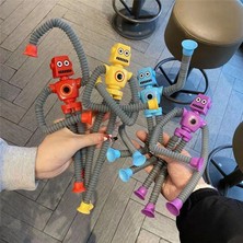 VintageVo 4 Adet Teleskopik Vakumlu Robot Oyuncak Işıklı (Yurt Dışından)