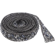 1yard Kurdele Kristal Boncuklu Trim 1.5cm Mavi (Yurt Dışından)