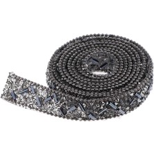 1yard Kurdele Kristal Boncuklu Trim 1.5cm Mavi (Yurt Dışından)