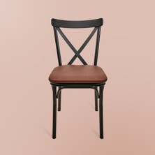 Just Home Luna Metal Tonet Sandalye - Kahverengi / Siyah - 85X39X39 cm