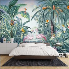 Quality Ağaçkakan Flamingo Kelebekler Ormanda Poster Duvar Kağıdı