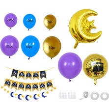 Eid Mubarak Banner Balonlar Eid Mubarak Parti Malzemeleri Yemek Odası A Için (Yurt Dışından)