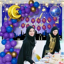 Eid Mubarak Banner Balonlar Eid Mubarak Parti Malzemeleri Yemek Odası A Için (Yurt Dışından)