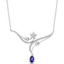 0.86 Karat Pırlanta Safir Kolye
