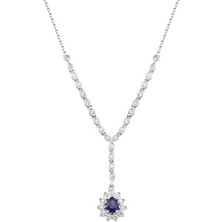 0.78 Karat Pırlanta Safir Kolye