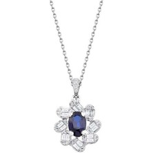 1.48 Karat Pırlanta Safir Kolye