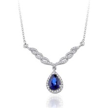 1.06 Karat Pırlanta Safir Kolye