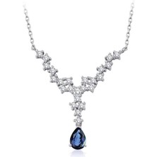 0.81 Karat Pırlanta Safir Kolye