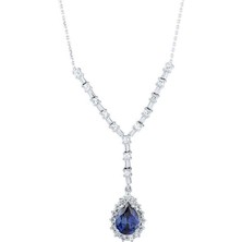1.99 Karat Pırlanta Safir Damla Kolye