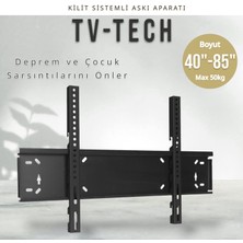 Tvtech I Tv Duvar Askı Aparatı I 85"-80"-75"-70"-65"-60"-55"-50"-45"-40" I Evrensel Uyum I Deprem ve Çocuk Kilitli I Sabit Askı I Kavisli/Curved I Yerli Üretim Demir I Max Vesa 700x500