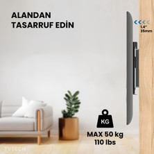 Tvtech I Tv Duvar Askı Aparatı I 85"-80"-75"-70"-65"-60"-55"-50"-45"-40" I Evrensel Uyum I Deprem ve Çocuk Kilitli I Sabit Askı I Kavisli/Curved I Yerli Üretim Demir I Max Vesa 700x500