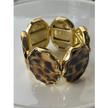 Makmery Accessory Leopar Desenli Köşeli Lastikli Bilezik