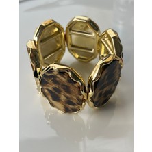 Makmery Accessory Leopar Desenli Köşeli Lastikli Bilezik