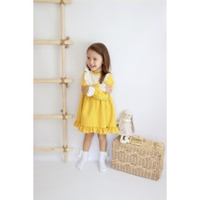 Parla Kids Kız Çocuk Ruby Sarı Uzun Kollu Dantel Detaylı Fırfırlı Elbise ELB-0089.50