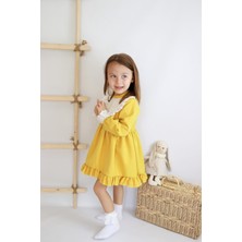Parla Kids Kız Çocuk Ruby Sarı Uzun Kollu Dantel Detaylı Fırfırlı Elbise ELB-0089.50