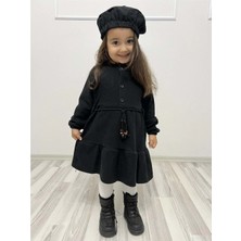 Mnk Baby & Kids Kaşe Kumaş Şapkalı Kız Çocuk Elbise MNK0559