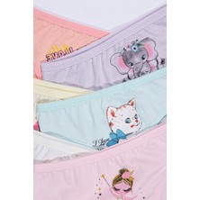 Humaone 6'lı Paket Likralı Kız Çocuk Baskılı Pamuklu Soft Renk Külot
