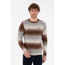 U.S. Polo Assn. Erkek Slim Fit Bisiklet Yaka Gri Melanj Kazak 50297082-VR086