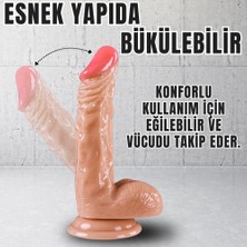 Erotica Unıque Realistik Dokuda Damarlı Kalın Dildo Vantuzlu Gerçekçi Yapay Penis 18 cm