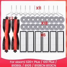 Ruosui Xiaomi Robot Süpürge S20+ Plus / S10 Plus / B108GL / B105 / B108CN B113CN Parçalar Aksesuarlar Filtre Ana Yan Fırça (Yurt Dışından)