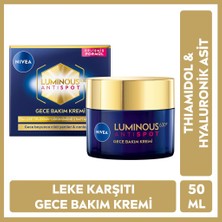 NIVEA Luminous630 Leke Karşıtı Gece Yüz Bakım Kremi 50ml,Hyaluronik Asit, Tüm Cilt Tipleri