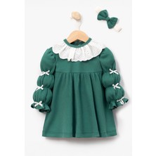 Miniğimin Cicileri Fiyonk Detaylı Kız Bebe elbise - Yeşil