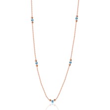 Söğütlü Silver Gümüş Rose Doricalı Nazarlı Cam Göz Kolye SGTL12723ROSE