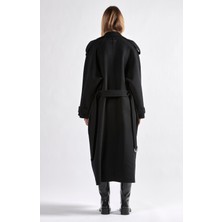 Barbara Bui Apoletli Kemerli Oversize Uzun Boy Yün Palto