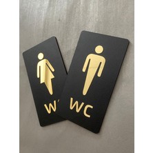 Gold Aynalı Mdf Serisi Bay ve Bayan  Wc Set Yönlendirme Levhası