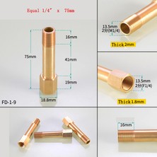 1ı4 Inç (75 Mm) Stili Brae Bağlantısı - Uzatma Uzunluğu Dişi x Erkek Bağlayıcı x mm Bsp Birleştirici Adaptör Su Gaz (Yurt Dışından)