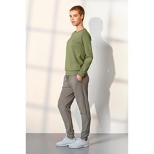 Doreanse Kadın Yeşil Sweatshirt Gri Jogger Eşofman Pijama Takımı 25K4049