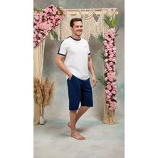 Doreanse Erkek %100 Pamuk Lacivert Şort T-Shirt Pijama Takımı 25Y4568