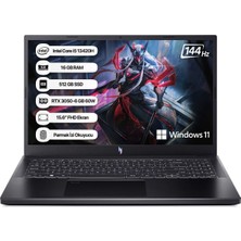 Acer Nitro V15 NH.QNCEY.002-16 Intel I5-13420H 16GB 512GB SSD RTX3050-6GB 15.6"fhd 144Hz WIN11H Taşınabilir Bilgisayar