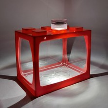 Huoxun Shop A Kırmızı Stil Kırmızı Işık ile Küçük Masa Üstü Yaratıcı Ekolojik Tank Mini Manzara Balık Tankı Mini Tropikal Balık Akvaryumu Terraryum (Yurt Dışından)