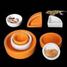 Huoxun Shop A M-Oe1 Stili Küçük Orta Boyutlu Evcil Hayvan Kaplumbağa Kertenkele Için Köşeli Seramik Kaçışsız Reptil Kase Köşe Su Kabı Yuvarlak Yiyecek Kabı (Yurt Dışından)
