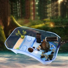 Mavi Stil Sürüngen Kaplumbağa Kaplumbağa Vivaryum Kutusu Basking Platform Akvaryum Tank Üreme Yiyecek Kaplumbağa Yumurtlama Kutusu Ev Akvaryumu C42 (Yurt Dışından)