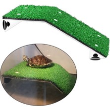 Huoxun Shop A L Tarzı Kaplumbağa Rampası Güneşlenme Platformu Akvaryum Tank Kaplumbağa Tırmanma Platformu Gerçekçi Çim Merdivenli Güçlü Emme Kupaları ile (Yurt Dışından)