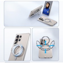 Blueo Samsung S25 Uyumlu 360 Rotatable Magsafe Standlı Şeffaf Telefon Kılıfı
