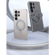Blueo Samsung S25 Uyumlu 360 Rotatable Magsafe Standlı Şeffaf Telefon Kılıfı